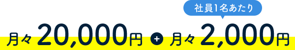 月々20,000円 + 社員１名あたり 月々2,000円